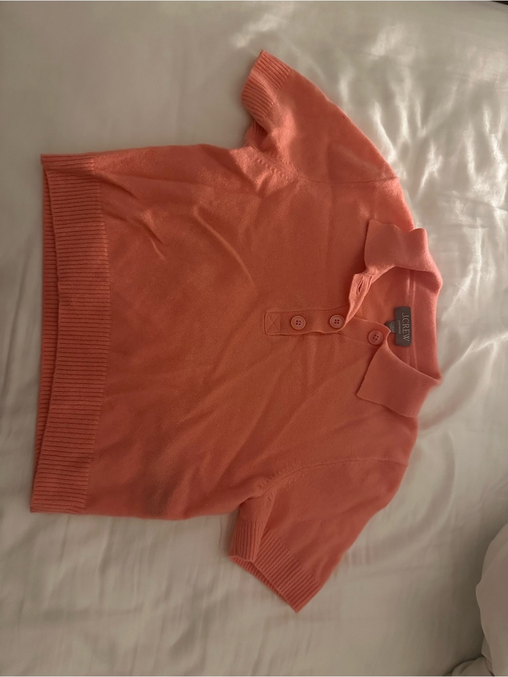 J. Crew Coral Polo Short-Sleeve Knit Sweater